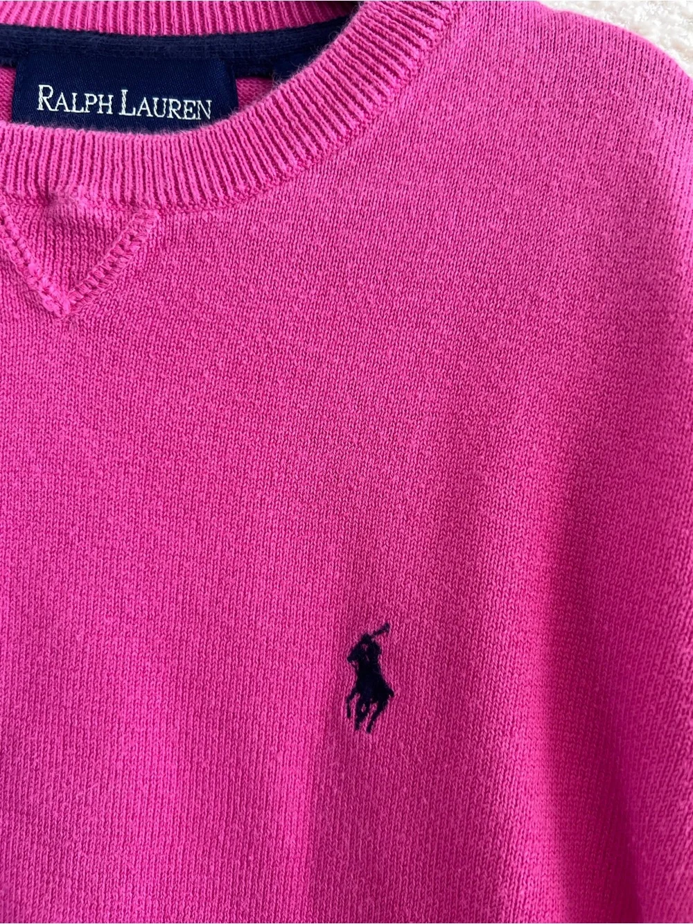Ralph Lauren Vintage 100% Cotton Pink Sweater Long Sleeves Size Large